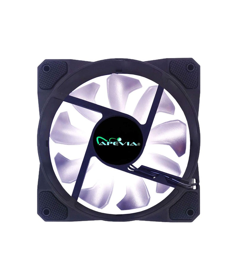 APEVIA مروحة صندوق APEVIA CO1012L-WH كوزموس 120 مم LED بيضاء فائقة الصمت مع 16 LED ووسادات مطاطية مضادة للاهتزاز (10 عبوات) - Image 4